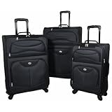 American Tourister Unisex - Adult Spring Ranch 3 Piece Spinner Set, Black, One size