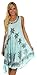 Sakkas 117 Watercolor Palm Tree Tank Caftan Short Dress - Turquoise/One Size
