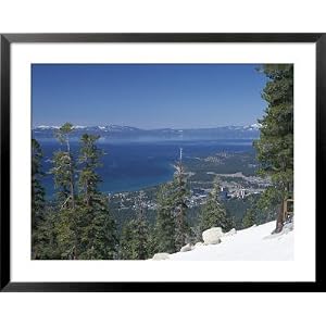 Lake Tahoe and Town on California and Nevada State Line, USA Photography Framed Art Poster Print by Adam Swaine, 39x31