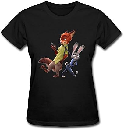 ZC Star Women's Nick_and_judy_zootopia_disney Short Sleeve T-shirt Large Black
