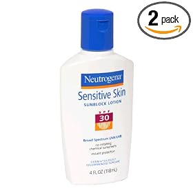 Neutrogena Sensitive Skin Sunblock Lotion, 30-SPF, 4-Ounce Bottles (Pack of 2)