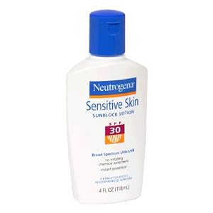 Neutrogena Sensitive Skin Sunblock Lotion, 30-SPF, 4-Ounce Bottles (Pack of 2)