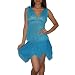 2PCS SET CLUBWEAR: Womens Thai Exotic Dancing Sexy Sheer Mesh Top & Mini Skirt Set - Blue (Size: S-M)
