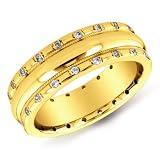 14K Yellow Gold Men's Eternity Diamond Band Ring