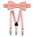 Holdâ€™Em Suspender and Bow Tie Set for Kids, Boys, and Baby - Proudly Made in USA - Extra Sturdy Polished Silver Metal Clips, Pre tied Bow Tie-Peach 26