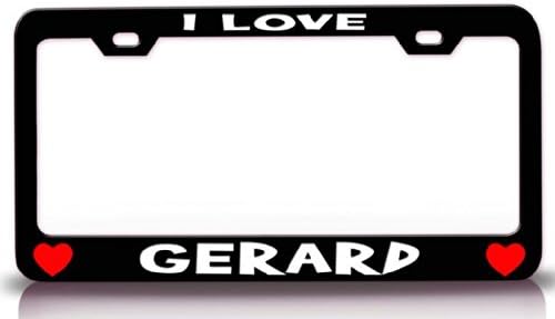 I LOVE GERARD Romantic High Quality Steel Metal License Plate Frame Style #7 Black