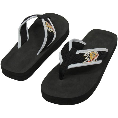 Anaheim Ducks Unisex Basic Flip Flops - Black (Small)