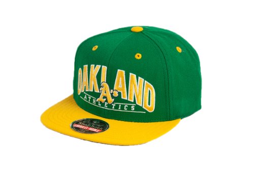 MLB Men's Oakland Athletics Arched Snapback Cap (Green/Gold, Adjustable)