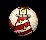 GOLF BALL – HAND PAINTED – DESIGN: LIVELY LIGHTHOUSES