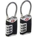 Lewis N. Clark TSA Sentry Cable Lock - 2 Pack Luggage Accessories, Black/gray