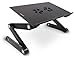 Lavolta Adjustable Vented Laptop Table Aluminium Notebook Desk Portable Stand Tray with Mouse Board and CPU Fan Cooling Pad - Black