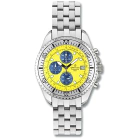 Men's Sartego� Ocean Master Chronograph Watch with Three Subdials Yellow Dial
