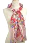 Retro Floral Satin Scarf, Pink and Pastels, 14" x 60"