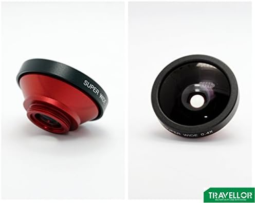 Travellor(TM) Series Universal Clip Mobile Phone Lens 0.4x / 140° Super Wide Angle Photo Lens(easy to Carry)for Apple Iphone 4 4s 5 5c 5s 6&amp; Ipad / Mini &amp; Samsung Galaxy S3 S4 S5 Note2 Note3 4Series &amp; Htc &amp; Tablet Pc / Laptops &amp; Other Smart Phone Etc-(metal) (red)