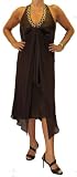MY EVE Designer Evening Halter Neck Gown Cocktail Dress Brown Hickory Gold