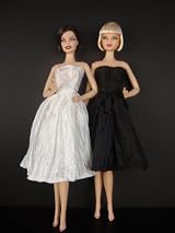 Set of 2 Beautiful Knee Length Dresses in Black and White Made to Fit the Barbie Doll