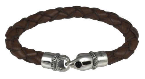 Baldessarini Herren-Armband Lederband braun 925 Sterlingsilber vintage-oxidized Onyx schwa Preisvergleich
