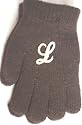 Dark Brown Color One Size Magic Gloves with Customer Chosen Ivory Monogrammed Letter for Toddlers Ages 1-5 Years
