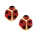 14K Yellow Gold Children's Red Enamel Ladybug Earrings