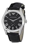 Emporio Armani Men's AR0643 Classic Black Leather Black Roman Numeral Dial Watch