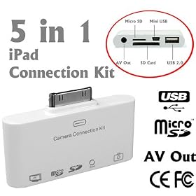 5 in 1 Camera Connection Kit, AV to TV Audio Video Adapter, MicroSD SD SDHC Card & USB Reader,... by 