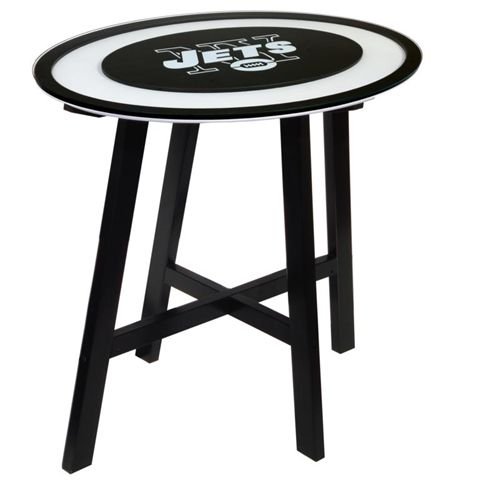 New York Jets NY Wooden Pub Table With Glass Top
