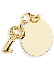 Key And Tag Charm in 14 Karat Gold