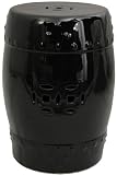 Distinctive Modern Home Decor Accessory - 18 Solid Black Porcelain Garden Stool - Barrel Shape