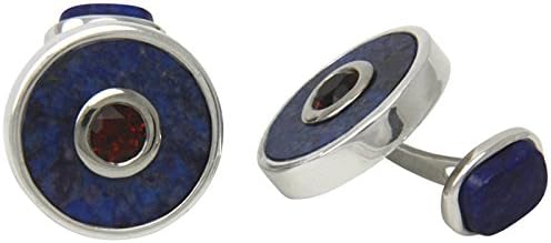 Sterling Silver Cufflinks with genuine Citrine and Lapis Lazuli - Goldsmith Quality