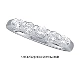 Beautiful 14K. White Gold Ladies 5 Stone 1/2ctw. Diamond Wedding / Anniversary Band
