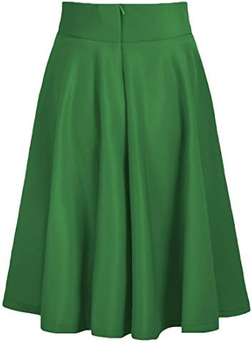 DEWSON Women's Elegant High Waist Full A Line Pleated Swing Dress Midi Skirt 6 Green