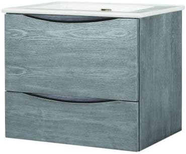 24 in. W x 18.5 in. D Wall Hung Vanity in Grey with Vitreous China Vanity Top in White with Basin and Mirror