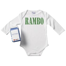 Spoilt Rotten - Rambo Babygrow / Bodysuit Organic Baby Clothing 100% Organic Sizes 12-18 months + in funky Milk Carton WHITE