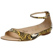 Matisse Women's Scoop Ankle Open Toe Flat,Yellow Snake,11 M