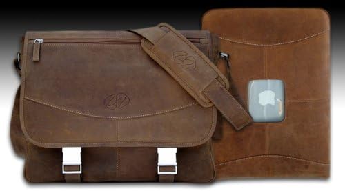 Premium Leather Large Shoulder Bag w 17 in. Sleeve