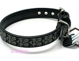 AUTHENTIC COACH MINI SIGNATURE DOG COLLAR WITH CHARM (Black w/Black Leather; size XSmall)