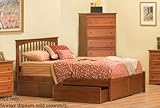 Twin Size Platform Bed with Flat Panel Footboard Caramel Latte Finish