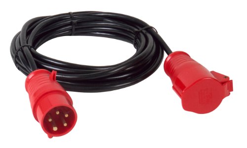 PCE 40581 CEE-Verl&auml;ngerung, 16A, 10m, H05VV-F5G1,5qmm, rot/sw