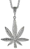 Sterling Silver 2 (51 mm) Diamond Cut Pot Leaf Pendant