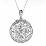 Sterling Silver Cubic Zirconia Flower Filigree Snowflake Necklace