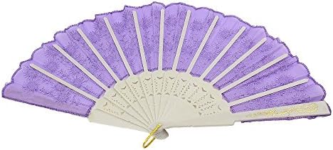 Purple and White Peacock Feathers Sequins Embroidering Chinese Delicate Traditional Folding Handheld Fan Favors