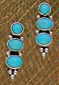 Navajo Turquoise and Sterling Silver Earrings, #TP109