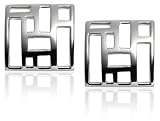 Sterling Silver Square Window Pane Earrings by Zina