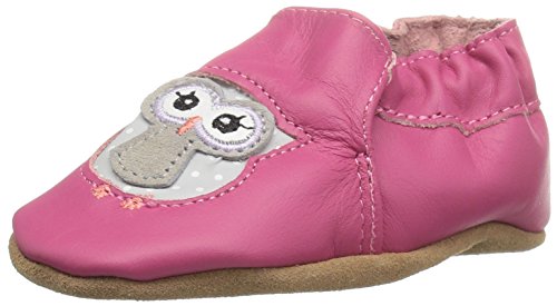 Robeez Girls' Owl Playmates Slip-On, Bright Pink, 0-6 Months M US Infant