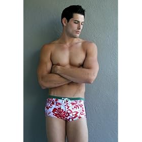 Rufskin Tiki Squarecut Swimsuit for Men - Red