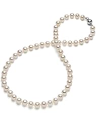 HinsonGayle AAA Handpicked 7.5-8.0mm White Cultured Freshwater Pearl Necklace (Sterling Silver, 18")