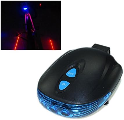 2Laser + 5LED Cycling Bicycle Bike Taillight Warning Lamp Flashing Alarm Light Blue