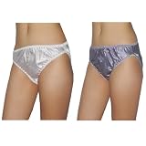 2 PACK: SILK COUTURE Womens Silk Sexy Stretch Brief Panties Underwear / Knickers - White & Dark Purple