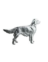 British Jewellery Workshops Silver 25x40mm Long haired Labrador Brooch