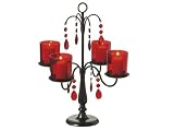 RED AND BLACK VOTIVE CANDELABRA. IRON AND GLASS.